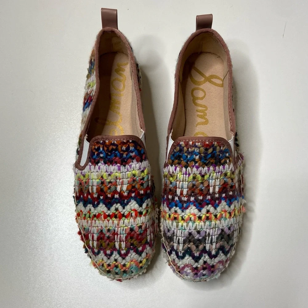 New Sam Edelman Carrin Platform Espadrilles Flats in Bright Multi Sz 10